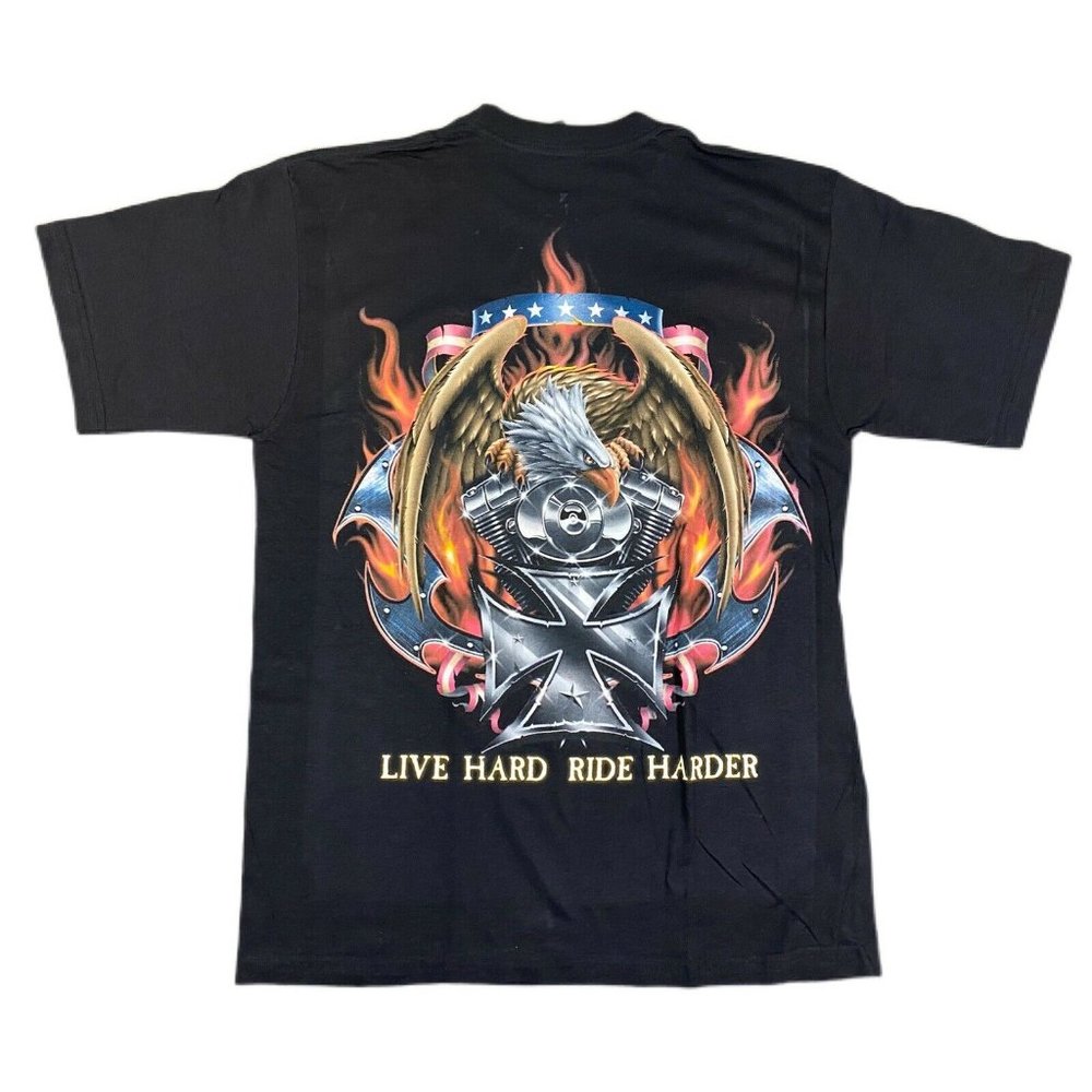 USA American Eagle Motorcycle Live Hard Ride Harde